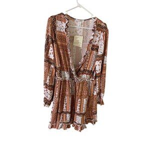 NWT Birch & Stone Women's Pathwork V Neck Patterned Dress - XL